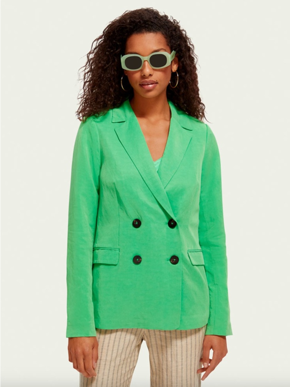 Scotch and soda Amsterdam double breasted linen blazer bright parakeet M